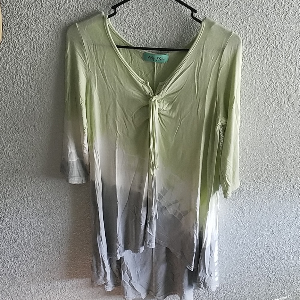 Filly Flare Tie Dye Laceup Top Lime